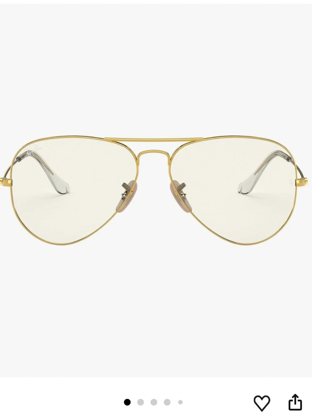 Ray-Ban RB3025 Classic Photochromic Aviator Clear Sunglasses Polshed Gold Frame